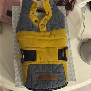 Eddie Bauer Yellow and Gray Quilted Dog jacket